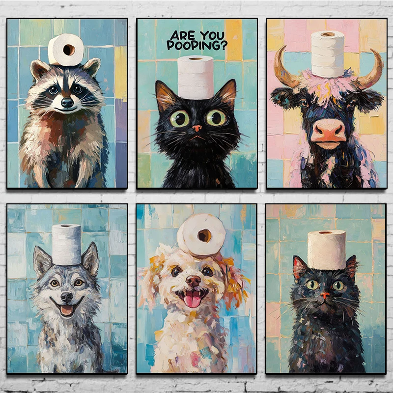 Pet Portrait Custom - 1pc frameless Toilet Paper Animal Poster