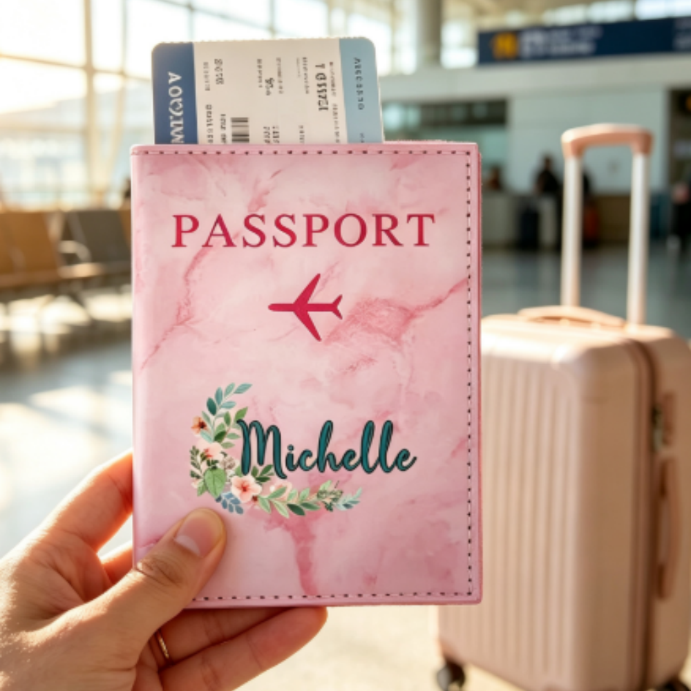 Personalized Name Box - Customized Name Synthetic Leather Passport Holder,