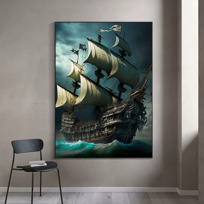 Abstract Pirate Ship Sea Moon  - Pet Portrait Custom review and price