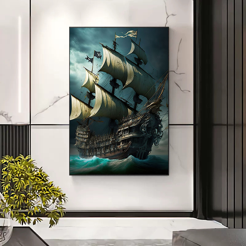 Abstract Pirate Ship Sea Moon  - Pet Portrait Custom review and price