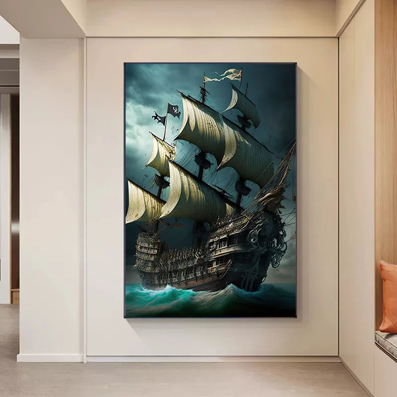 Abstract Pirate Ship Sea Moon  - Pet Portrait Custom review and price
