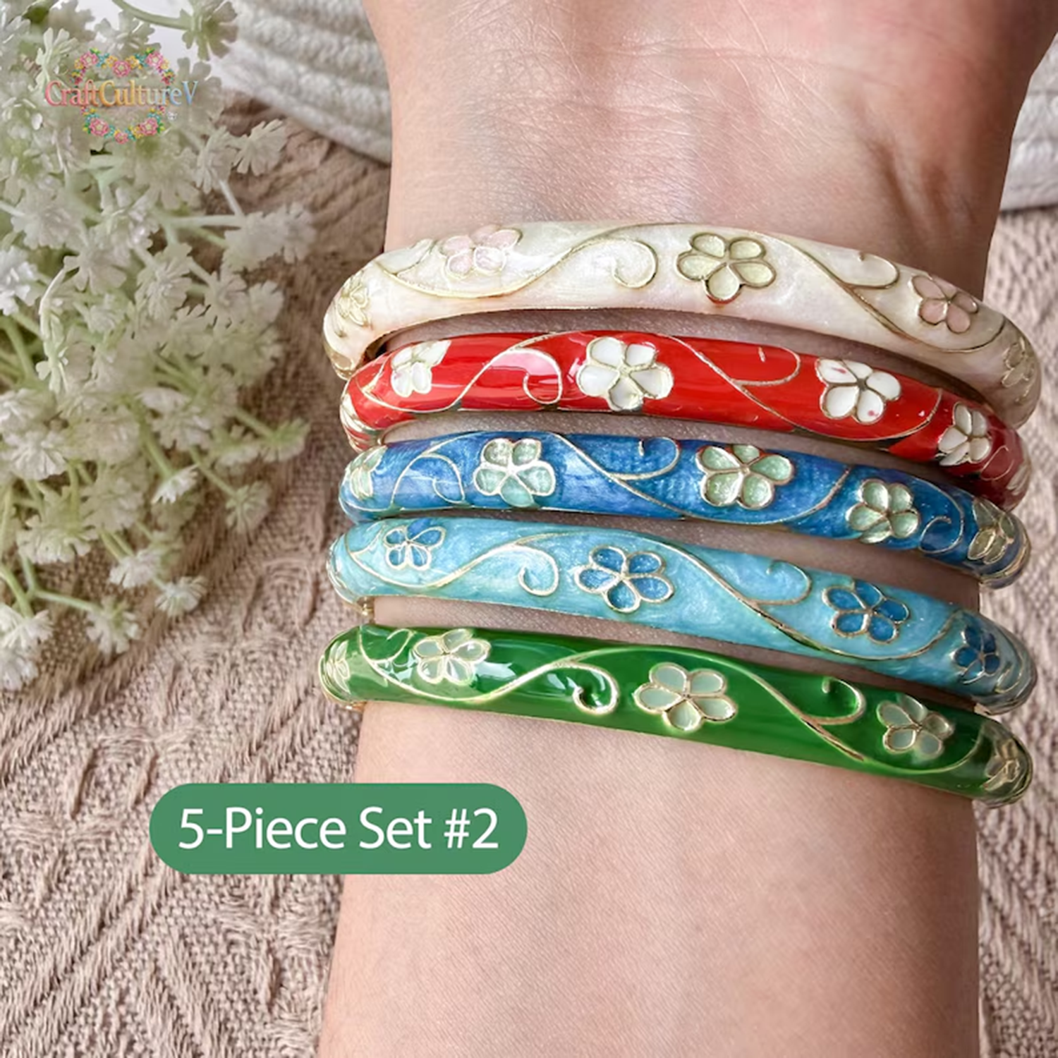 3/5PCS Enamel Cloisonné Bangle - Coordinates Bracelet review and price