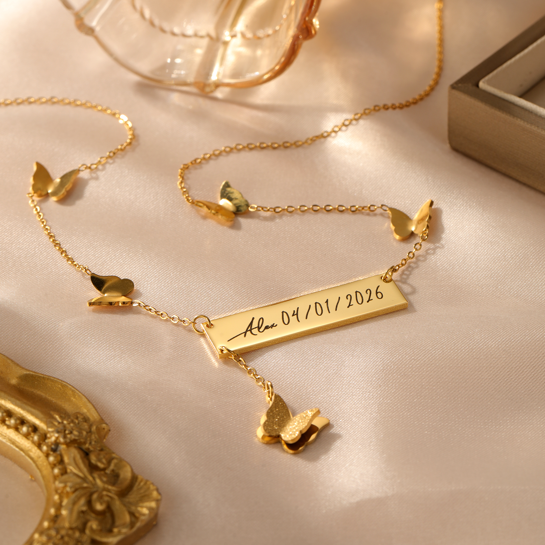 Personalized Butterfly Bar Nam - Handwriting Necklace Bar review and price