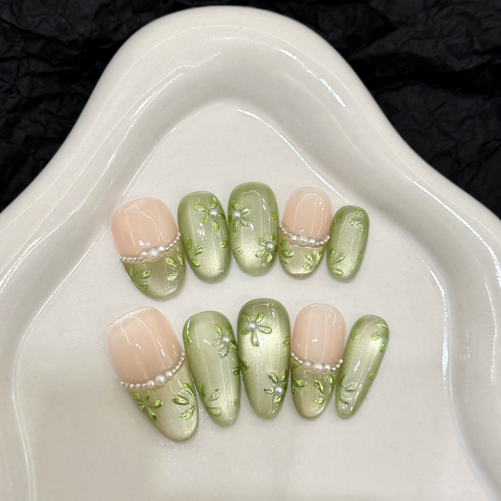 10pcs Handmade Press on Nails  - Pressed Flower Art review and price