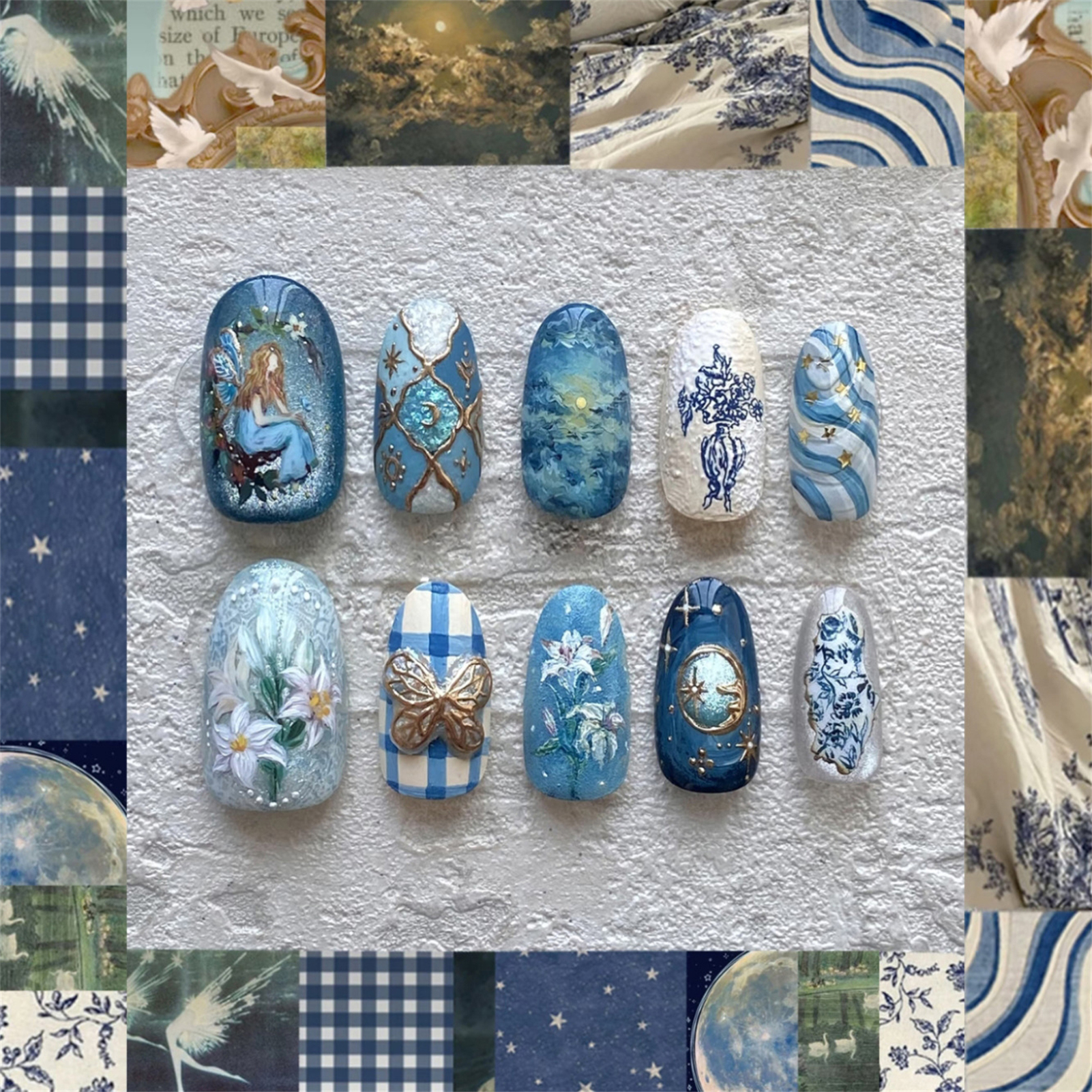 24pcs Vintage Garden Fake Nail - Pressed Flower Art review and price