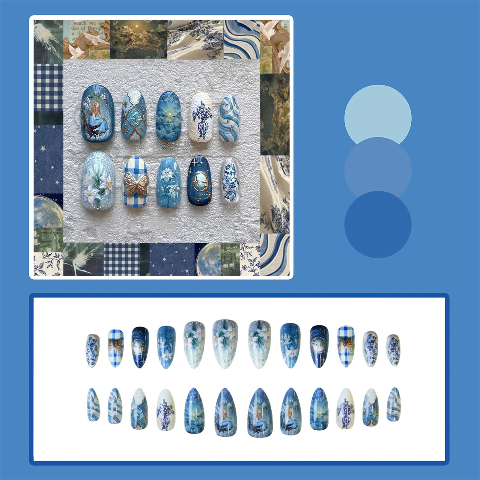24pcs Vintage Garden Fake Nail - Pressed Flower Art review and price