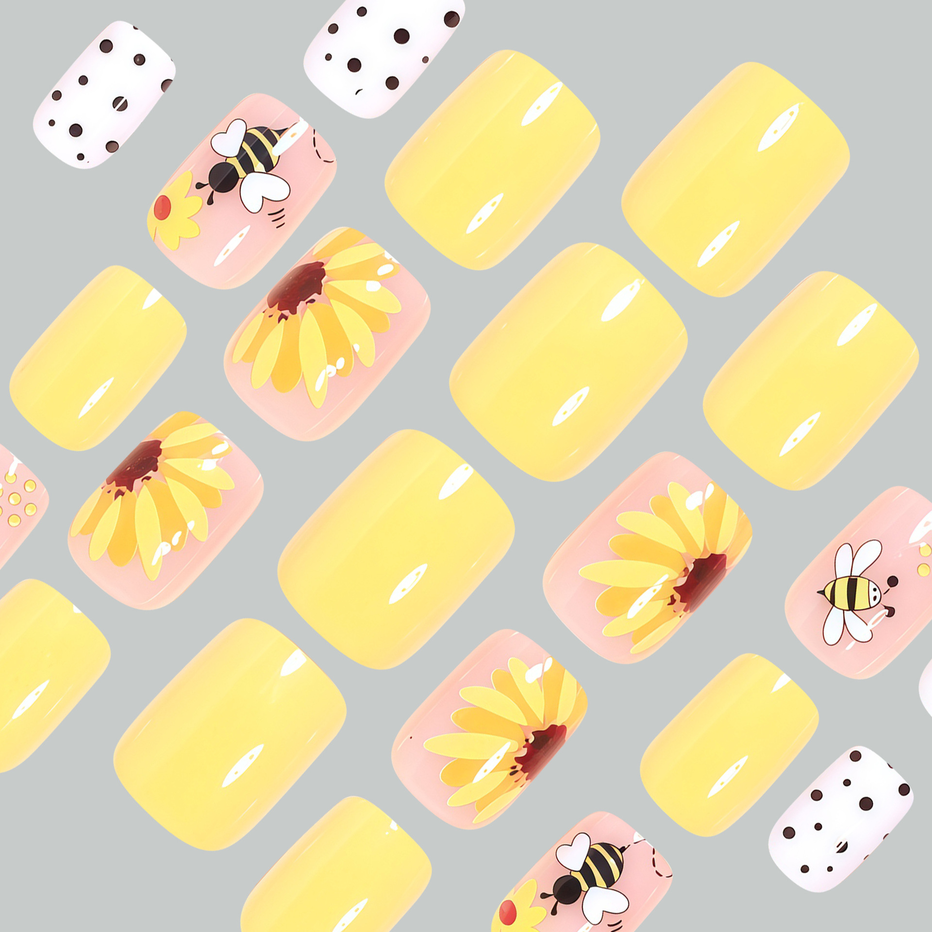 Short Square fake nails for wo - Pressed Flower Art review and price