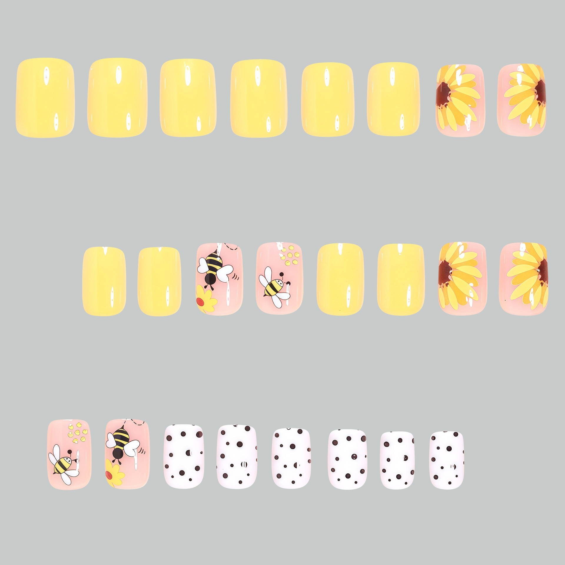 Short Square fake nails for wo - Pressed Flower Art review and price
