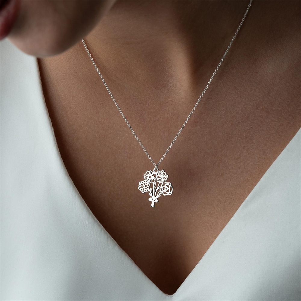 Personalized Birth Flower Bouq - Birth Flower Necklace review and price