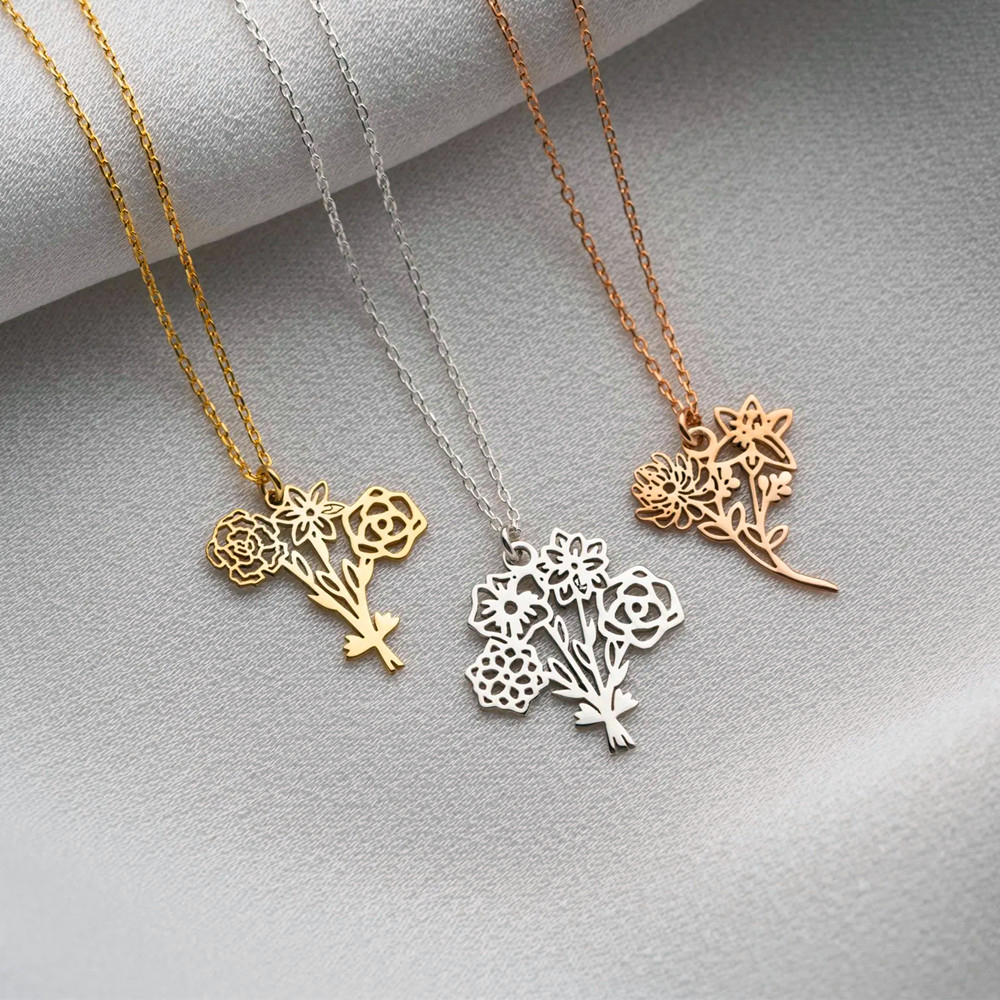 Personalized Birth Flower Bouq - Birth Flower Necklace review and price