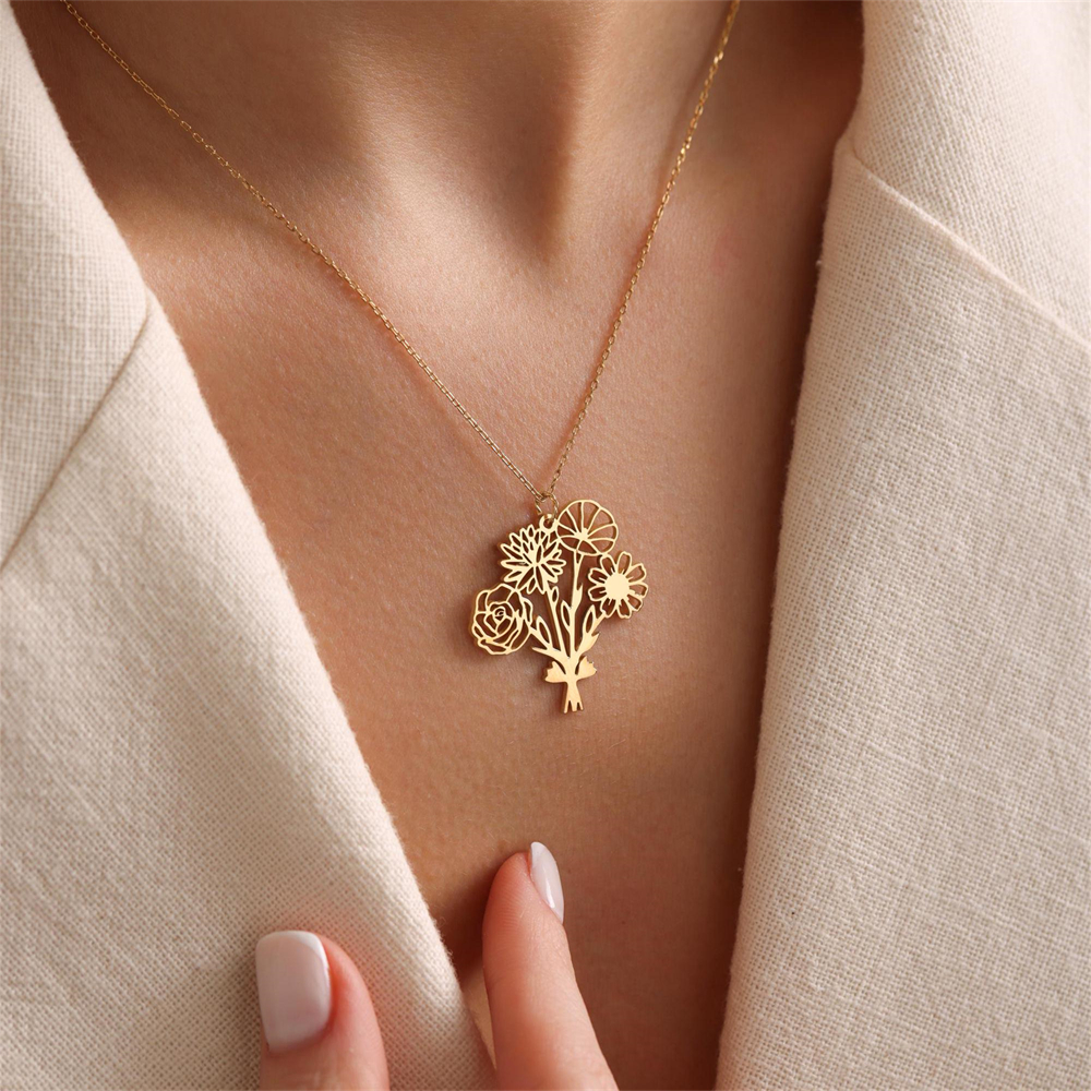 Personalized Birth Flower Bouq - Birth Flower Necklace review and price