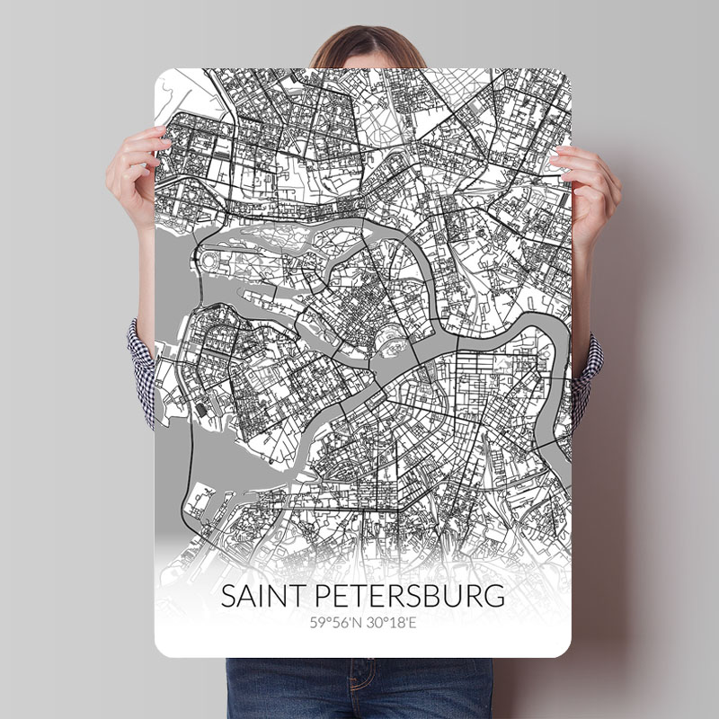 Saint Petersburg White Map Tin - Custom Map Poster review and price