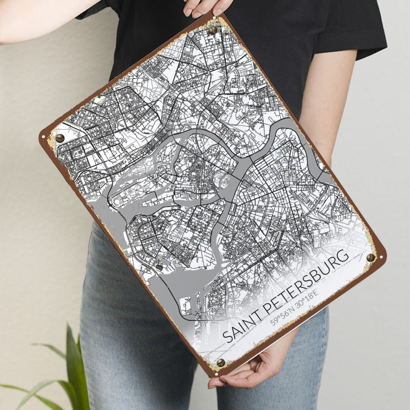 Saint Petersburg White Map Tin - Custom Map Poster review and price