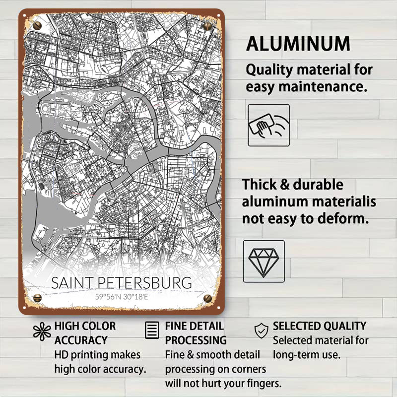 Saint Petersburg White Map Tin - Custom Map Poster review and price