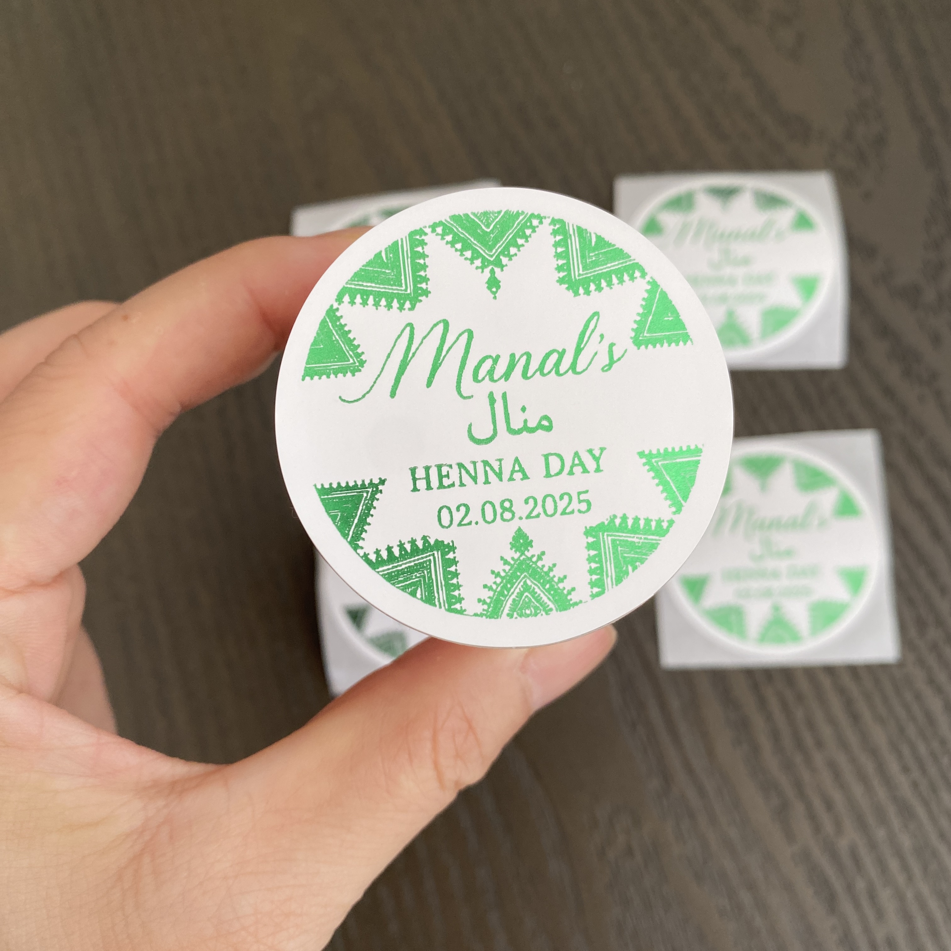 Green Mehndi Decorations Cotto - Personalised Candle Label review and price