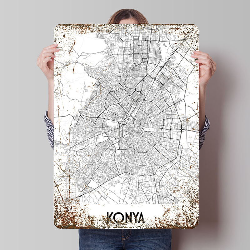 Konya City Map Tinplate Sign M - Custom Map Poster review and price