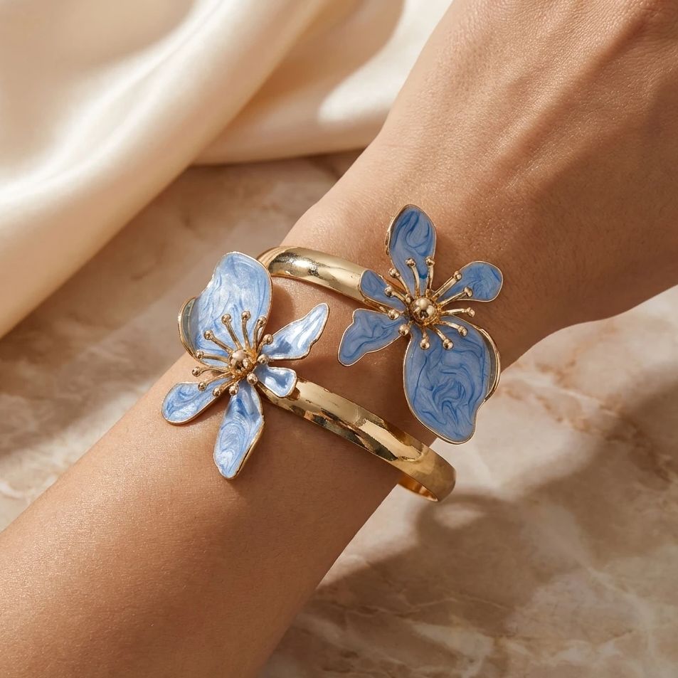 Elegant Enamel Flower Open Cuf - Coordinates Bracelet review and price